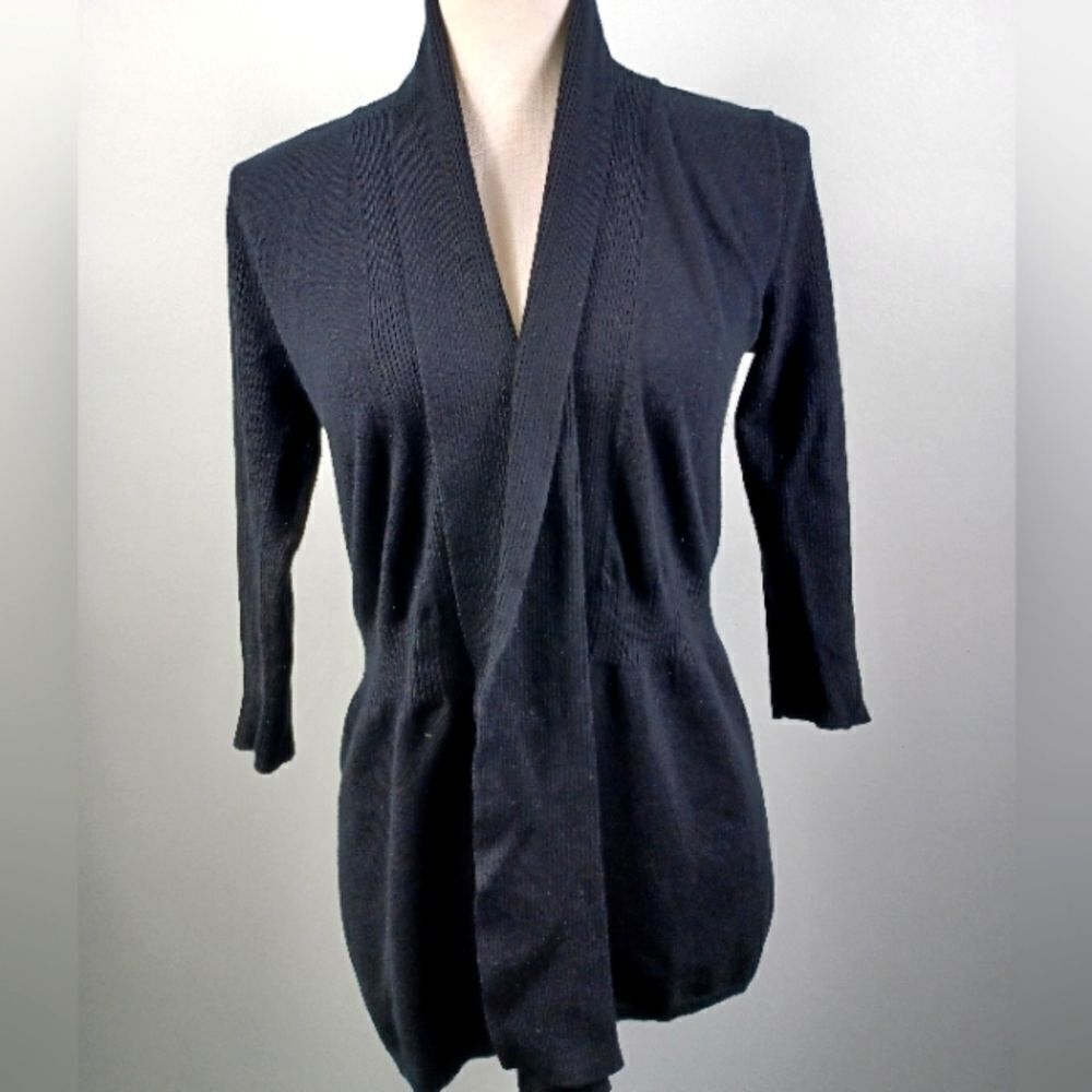 Permise Studio Cardigan Classic Office Open Front Half Sleeve Buttons
